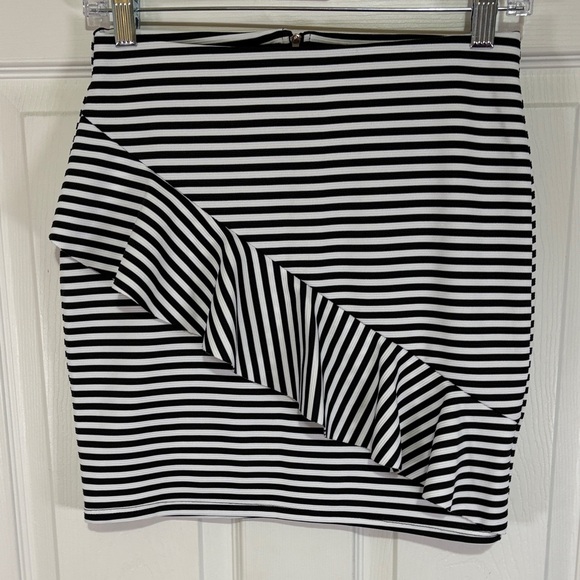 Aqua Dresses & Skirts - Aqua Black and White Striped Women's Skirt with Ruffle Size Small